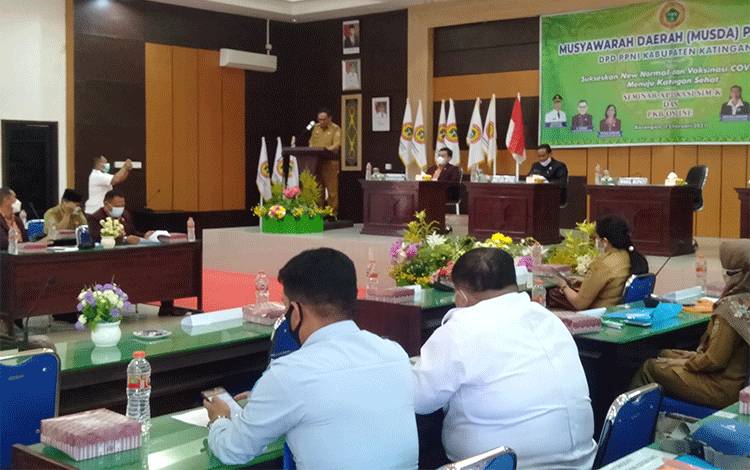 Wakil Bupati Sunardi Litang memberikan sambutan pada Musda PPNI.?