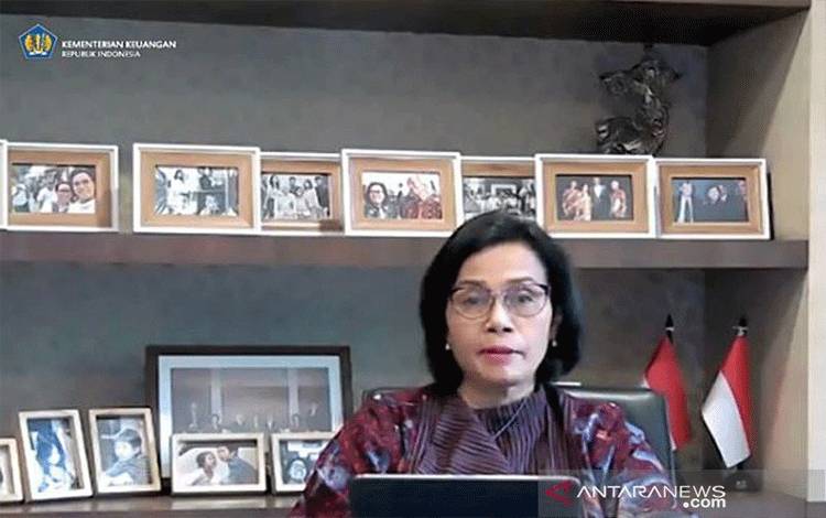 Tangkapan layar - Menteri Keuangan Sri Mulyani Indrawati dalam Konferensi Pers APBN KiTA secara daring di Jakarta, Selasa (23/2/2021). ANTARA/Tangkapan layar Youtube Kemenkeu/pri.