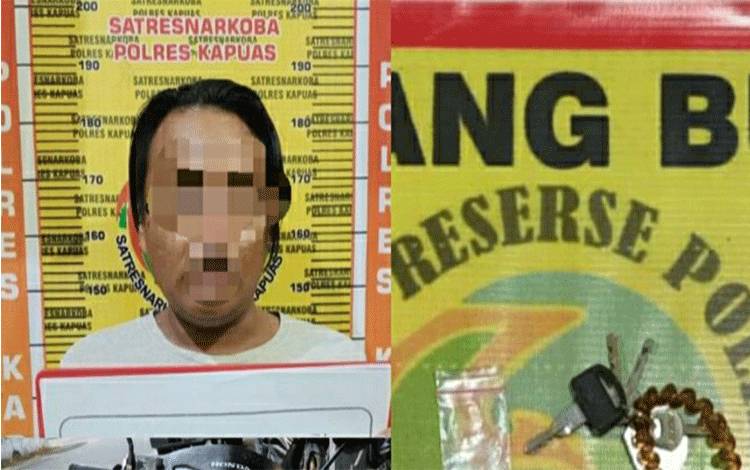 Terduga pelaku kasus sabu dan barang bukti diamankan Satresnarkoba Polres Kapuas.