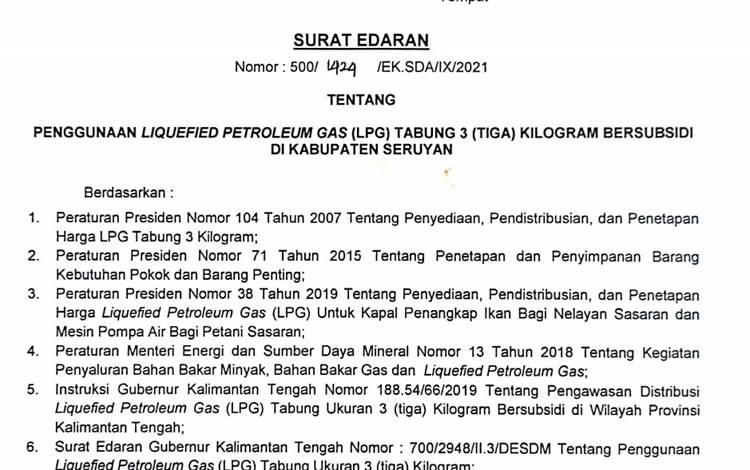 Surat Edaran Bupati Seruyan