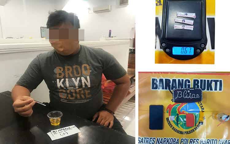 Tersangka beserta barang bukti saat diamankan di Mapolres Barito Utara.