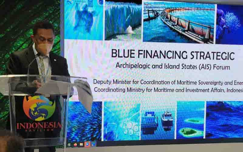 Kementerian Koordinator Bidang Kemaritiman dan Investasi bekerjasama dengan UNDP Indonesia dan AIS Forum menyelenggarakan sesi talk show bertajuk 'Blue Financing Strategic' di Glasgow. (foto : ANTARA/HO-Dokumen Pribadi)