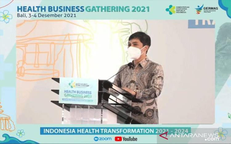 Tangkapan layar Wakil Menteri Kesehatan dr Dante Saksono Harbuwono saat menutup acara Health Business Gathering di Nusa Dua, Kabupaten Badung, Bali pada Sabtu (4/12/2021). ANTARA/Ni Luh Rhismawati.