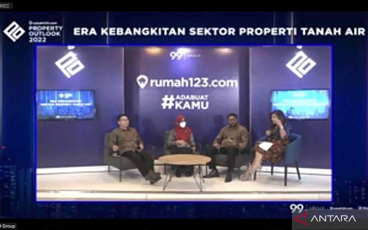 Tangkapan layar kegiatan diskusi Property Outlook 2022 yang diselenggarakan 99 Group Indonesia, di Jakarta, Sabtu (22/01/2022). ANTARA/Ganet Dirgantoro