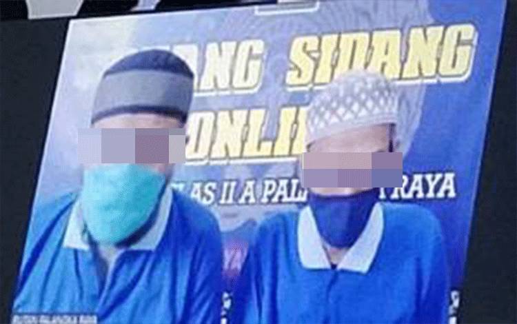 Kedua terdakwa saat menjalani sidang virtual