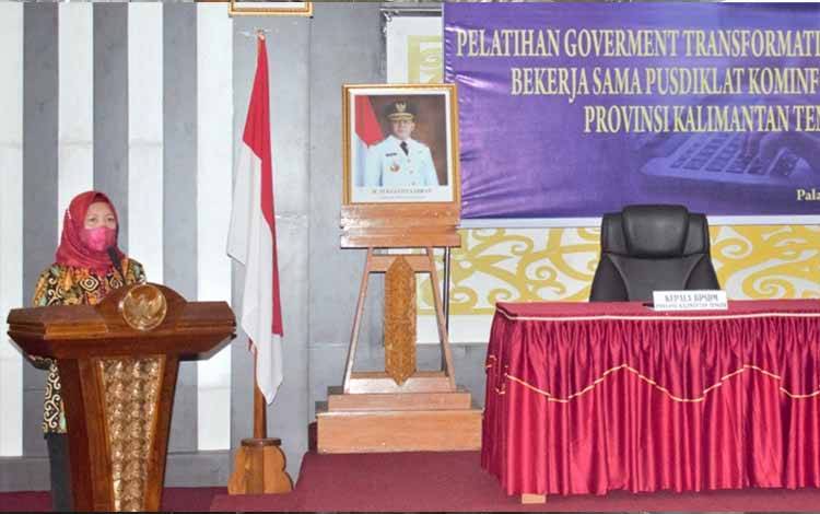 Kepala BPSDM Provinsi Kalteng, Sri Widanarni saat memberikan sambutan