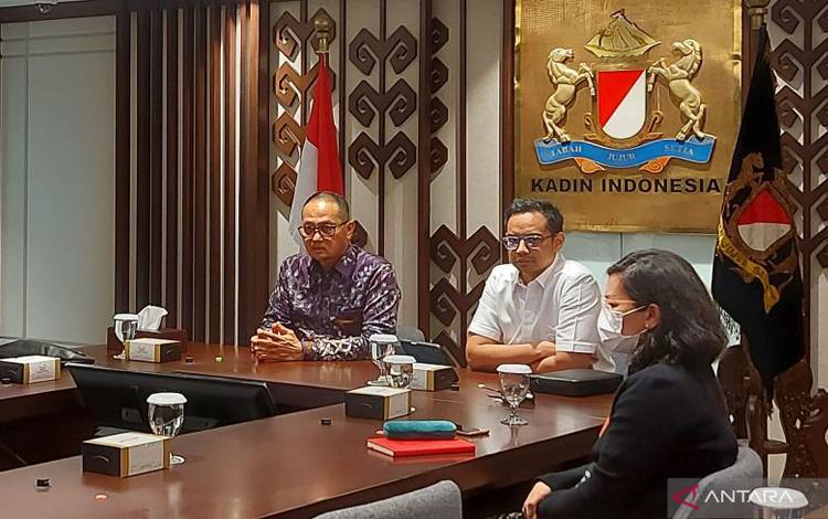 Direktur Jenderal Aplikasi Informatika Kementerian Kominfo Semuel Abrijani Pangerapan (kiri) dan Wakil Ketua Umum Komunikasi Informatika KADIN Firlie Ganinduto saat sosialisasi UU Pelindungan Data Pribadi di Jakarta, Kamis (27/10/2022). (ANTARA/Natisha Andarningtyas)