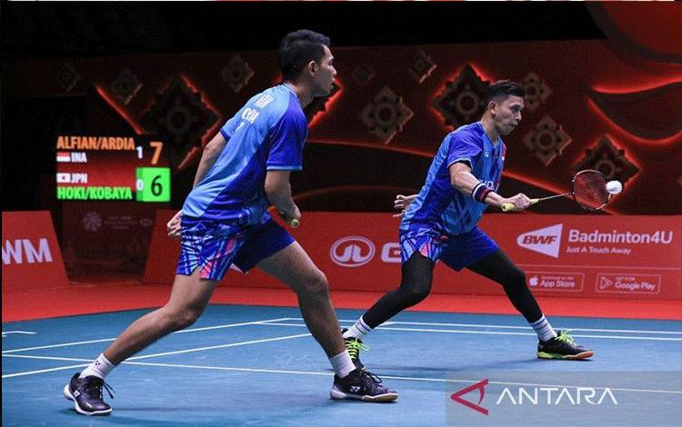 Pebulutangkis ganda putra Indonesia Muhammad Rian Ardianto (kanan) dan Fajar Alfian (kiri) (ANTARA FOTO/Handout/Humas PBSI/app/pras.)