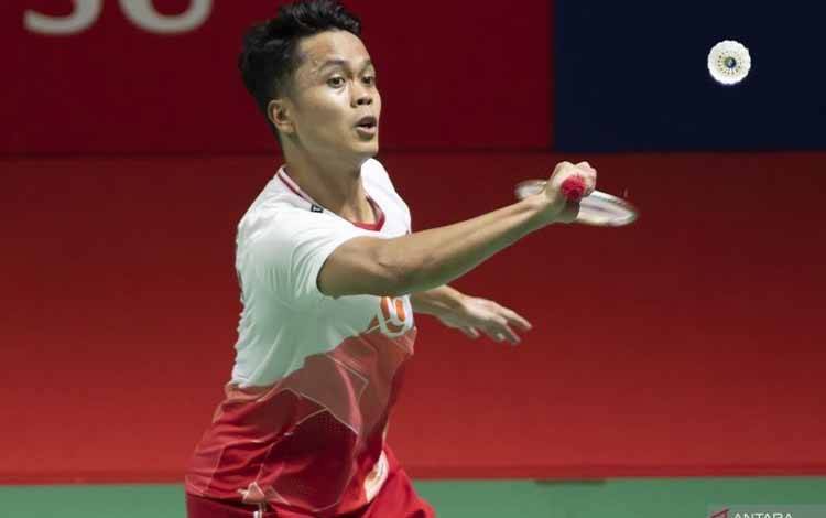 Pebulu tangkis tunggal putra Indonesia Anthony Sinisuka Ginting. (ANTARA FOTO/Muhammad Adimaja/nym.)