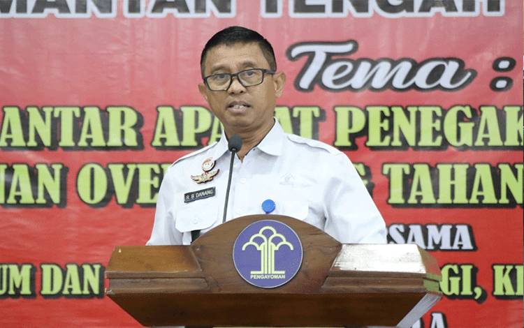 Kepala Divisi Pemasyarakatan Kemenkumham Prov. Kalteng R. B. Danang saat Koordinasi DILKUMJAKPOL PLUS Wilayah Kalteng di Aula Mentaya Kantor Wilayah Kemenkumham Kalteng, Rabu, 15 Maret 2023. (FOTO: IST)?