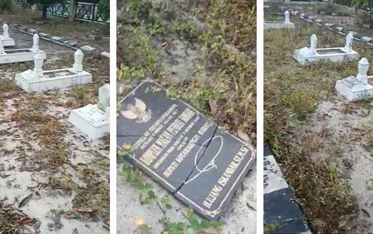 Tampak makam para pendiri Kobar tak terawat dan ditumbuhi rumput. (FOTO : ISTIMEWA)