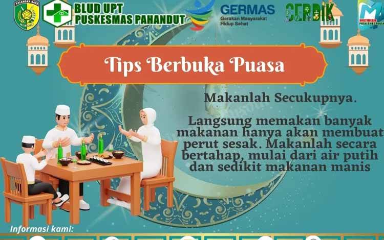 Tips Berbuka Puasa BLUD UPT Puskesmas Pahandut (FOTO : BLUD UPT PUSKESMAS PAHANDUT)