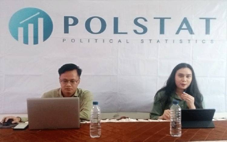 Lembaga survei Political Statistics (Polstat) Indonesia merilis hasil survei nasional terbaru mereka di Jakarta, Sabtu (20/5/2023). ANTARA/HO-Polstat