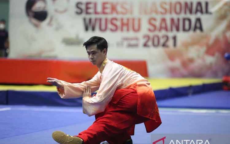 Atlet wushu Indonesia Nicholas tampil dalam Seleksi Nasional Wushu Sanda 2021 (ANTARA/HO-Humas PB WI)