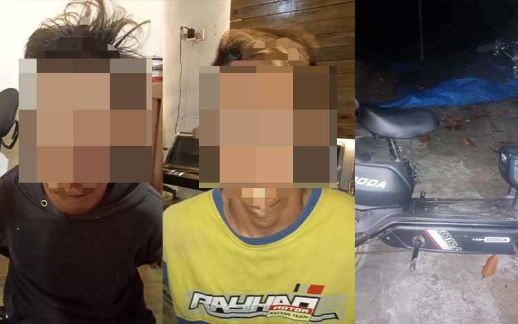 Dua terduga pelaku pencurian sepeda listrik diamankan Satreskrim Polres Kapuas. (FOTO: IST)
