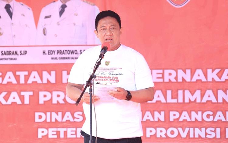 Wakil Gubernur Kalimantan Tengah (Kalteng), Edy Pratowo saat peringatan hari pertenakan, di Palangka Raya, Sabtu, 26 Agustus 2023. (FOTO: DONI)