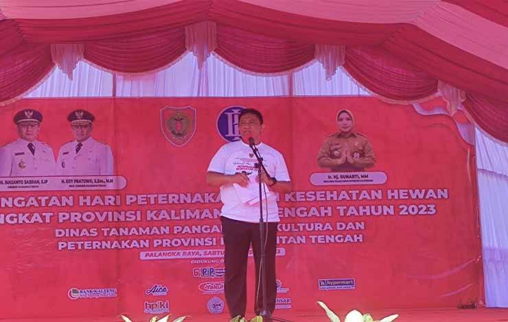 Wakil Gubernur Kalimantan Tengah, Edy Pratowo saat menghadiri peringatan hari peternakan dan kesehatan hewan di Palangka Raya, Sabtu, 26 Agustus 2023. (FOTO: HERMAWAN)