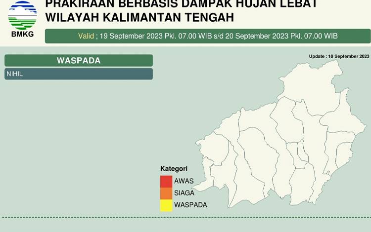 Prakiraan berbasis dampak hujan lebat wilayah Kalimantan Tengah (Foto : BMKG Palangka Raya)