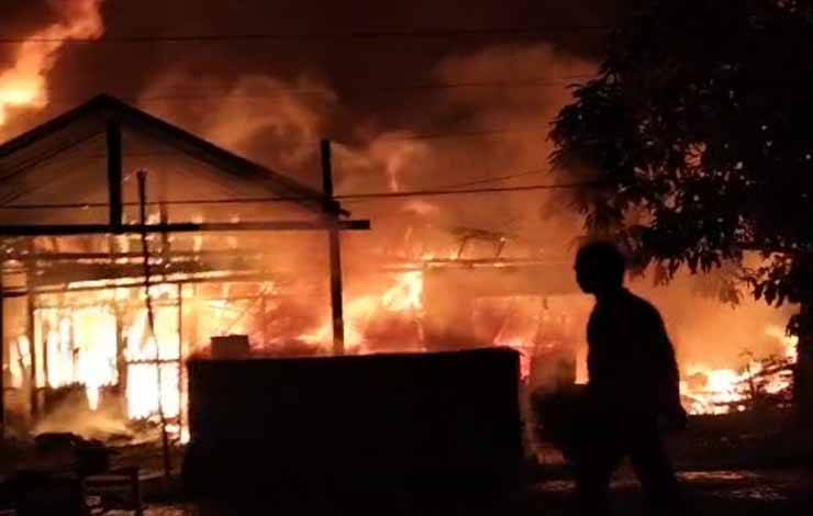 Salah satu rumah korban tang terbakar di Jalan Mujahidin, Kecamatan Mentaya Hilir Selatan, Kabupaten Kotim, Sabtu, 14 Oktober 2023