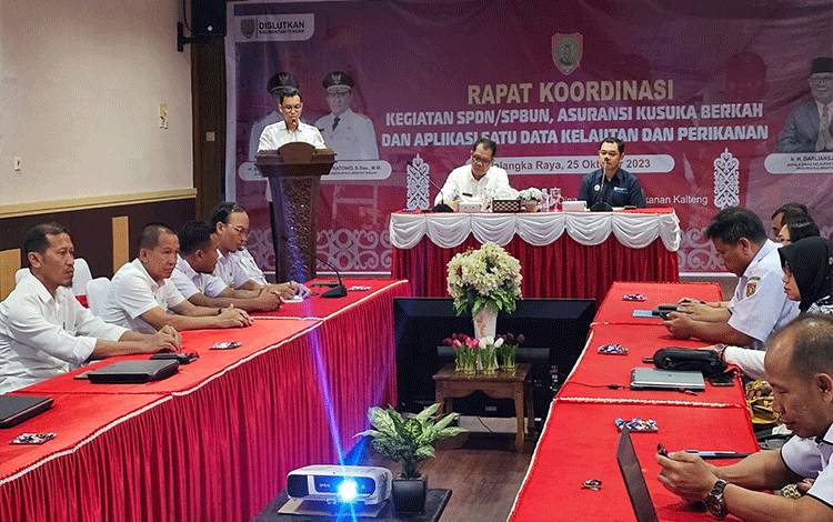Rapat Koordinasi Kegiatan SPDN/SPBUN, Kartu Kusuka BERKAH, dan Aplikasi Satu Data KP Kalteng di Aula Dislutkan Provinsi Kalteng, Rabu, 25 Oktober 2023. (FOTO:CK/DISLUTKAN KALTENG)