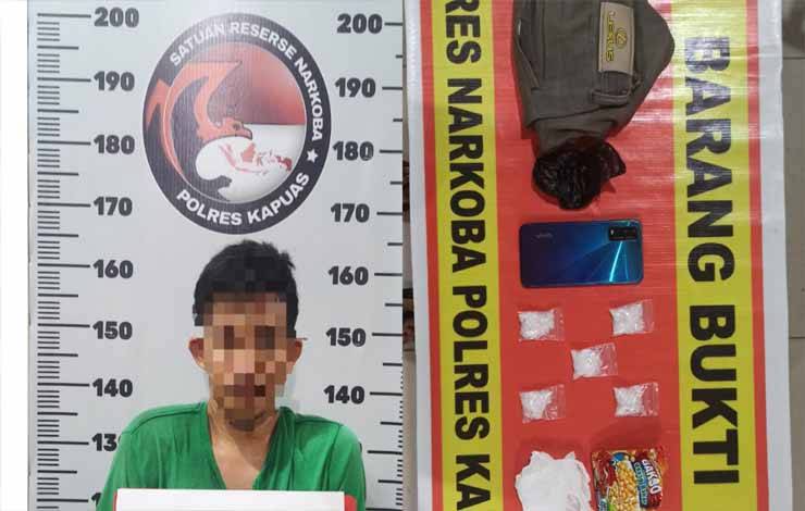 Terduga pelaku kasus sabu diamankan Satresnarkoba Polres Kapuas. (FOTO: IST)