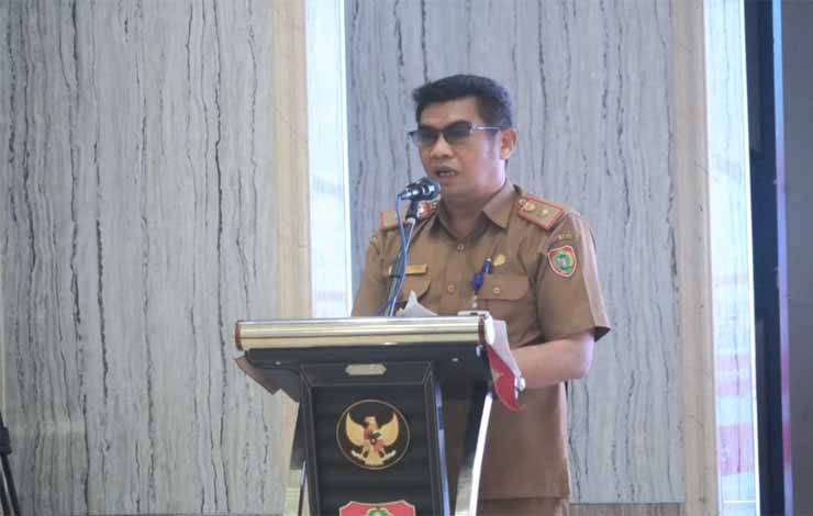 Kepala Diskominfosantik Provinsi Kalteng Agus Siswadi sampaikan sambutan. (FOTO:RIZAL)