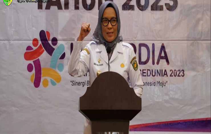 Pj Wali Kota Palangka Raya, Hera Nugrahayu saat membuka acara peringatan Hari Anti Korupsi Sedunia. (FOTO: HUMAS*?