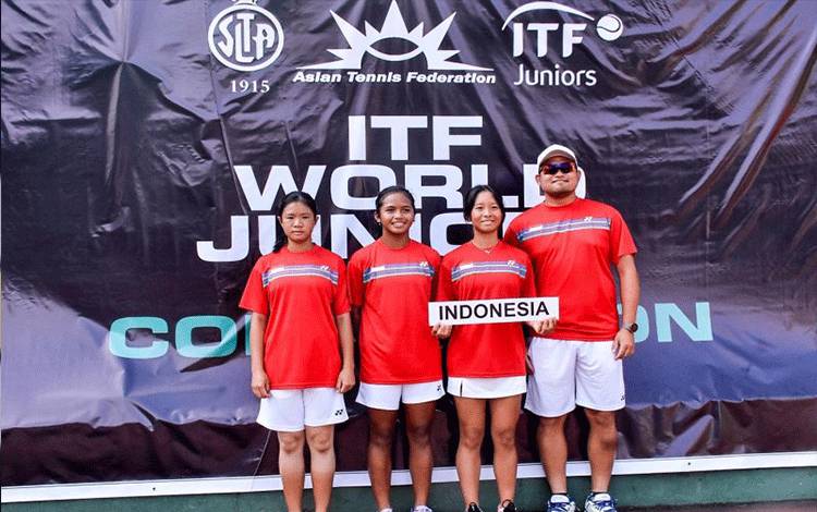 Tim nasional tenis putri U14 Indonesia dalam pra kualifikasi World Junior Tennis Competition 2024 Zona Asia/Oceania di Colombo, Sri Lanka. (ANTARA/HO-Asosiasi Tenis Sri Lanka)