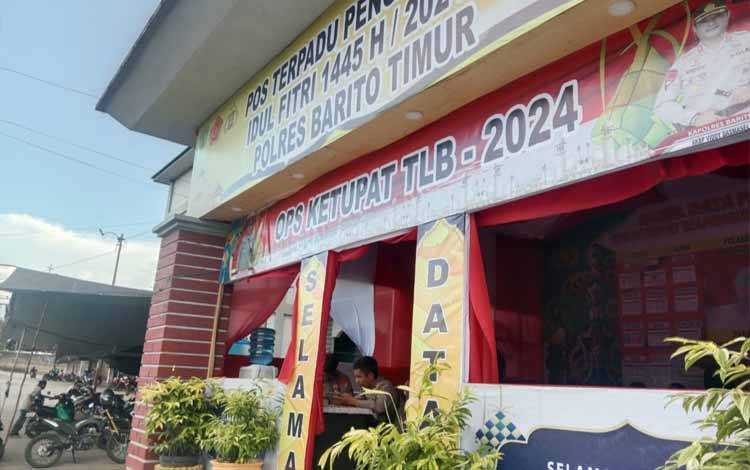 Pos terpadu pengamanan Idulfitri Polres Barito Timur di Pasar Tamiang Layang. (FOTO: BOLE MALO)