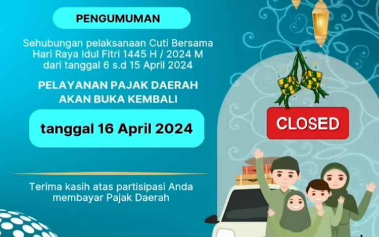 Pemberitahuan layanan pajak BPPRD Palangka Raya (Foto : BPPRD Palangka Raya)