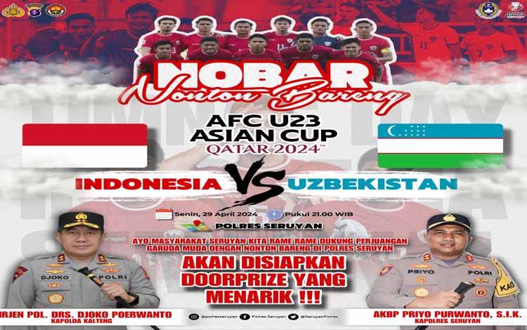 Polres Seruyan menggelar nonton bareng Indonesia dan Uzbekistan di ajang AFC U23 (FOTO : IST)