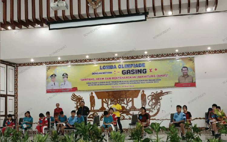 Situasi ketika peserta dari SD sedang mengikuti Olimpiade Gasing di GPU Damang Batu, Jumat, 3 Mei 2024. (FOTO: RISKA YULYANA)
