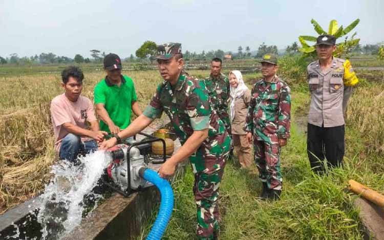 Satuan Tugas (Satgas) Pangan Mabes TNI mengecek jalannya program pompanisasi dan perluasan areal tanam (PAT) di di Dusun Bakalan Lor Desa Bligo Kecamatan Ngluwar, Magelang, Jawa Tengah, Rabu (15/5/2024). ANTARA/HO-Humas Kementan