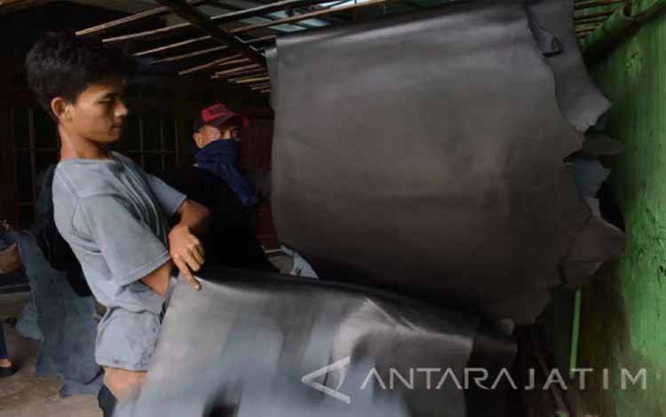 Ilustrasi - Pekerja memproses penyamakan kulit di sebuah industri rumahan kulit Ringinagung, Kabupaten Magetan, Jawa Timur. ANTARA Jatim/Siswowidodo