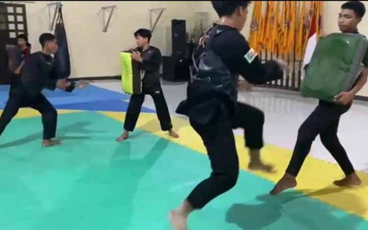Atlet pencak silat Kalteng yang akan bertanding di PON Aceh-Sumut 2024 terus melakukan latihan di markasnya yang berada di Kota Sampit, Kotawaringin Timur. ANTARA/Dokumentasi Pribadi