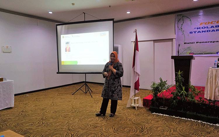 Prof Rahmawaty saat menjadi salah satu narasumber dalam FGD bertajuk Kolaborasi dan Sinergitas Penerapan Standar Instrumen Lingkungan Hidup dan Kehutanan di Tingkat Tapak yang digelar BPSILHK Aek Nauli di Grand Kanaya.(FOTO: Dokumentasi Prof Rahmawaty untuk Borneonews)