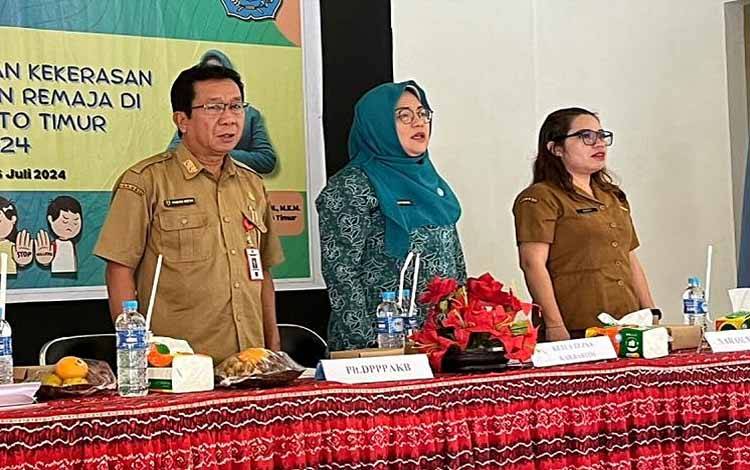 Sosialisasi pencegahan kekerasan terhadap anak dan remaja di Aula Dinas Pendidikan Barito Timur, Selasa, 16 Juli 2024. (FOTO: BOLE MALO)