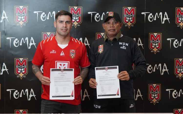 Pemain asal Argentina, Jorge Ivan Correa resmi bermain di Malut United, Jumat (26/7/2024). ANTARA/Abdul Fatah (Abdul Fatah)