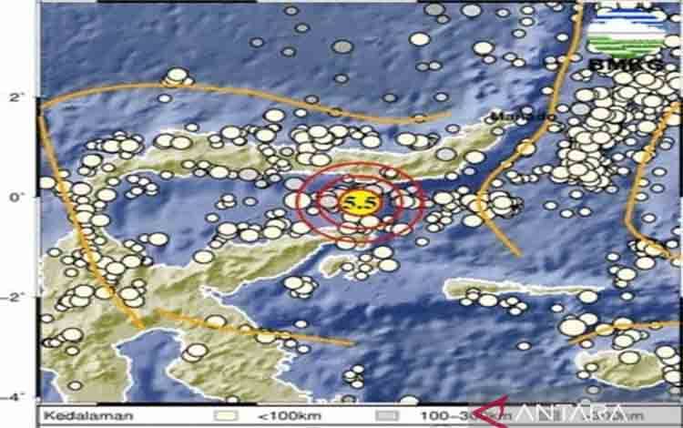 Gempa di wilayah Provinsi Gorontalo. (ANTARA/HO-BMKG)
