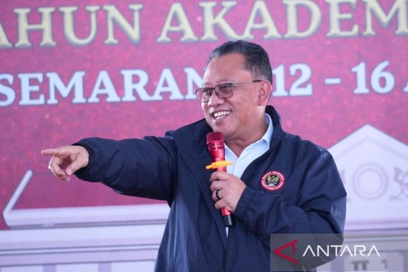 Deputi I Bidang Pencegahan Perlindungan dan Deradikalisasi BNPT Mayor Jenderal TNI Roedy Widodo dalam kuliah umum di Universitas Diponegoro (Undip) Semarang, Jawa Tengah, Selasa (13/8/2024). ANTARA/HO-BNPT RI.