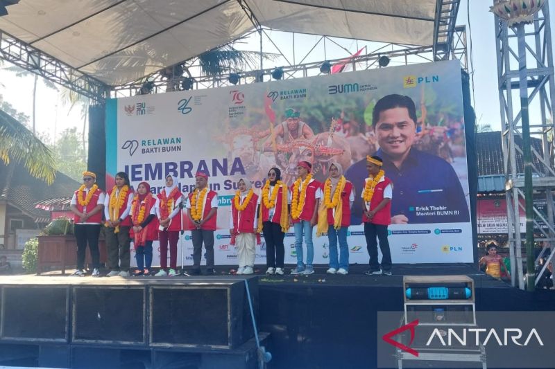 Pembukaan kegiatan relawan bakti BUMN di Desa Manistutu, Kecamatan Melaya, Jembrana, Bali, Kamis (15/8/2024). ANTARA/Gembong Ismadi