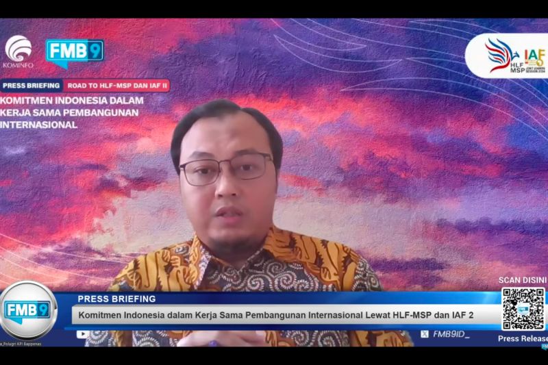 Tangkapan Layar Direktur Politik Luar Negeri dan Kerja Sama Pembangunan Internasional Kementerian Perencanaan Pembangunan Nasional/Badan Perencanaan Pembangunan Nasional (PPN/Bappenas) Hendra Wahanu Prabandani dalam Media Briefing Road to High-Level Forum on Multi-Stakeholder Partnerships (HLF-MSP) 2024 dan Indonesia-Africa Forum (IAF) ke-2 2024, di Jakarta, Kamis (15/8/2024). ANTARA/M. Baqir Idrus Alatas