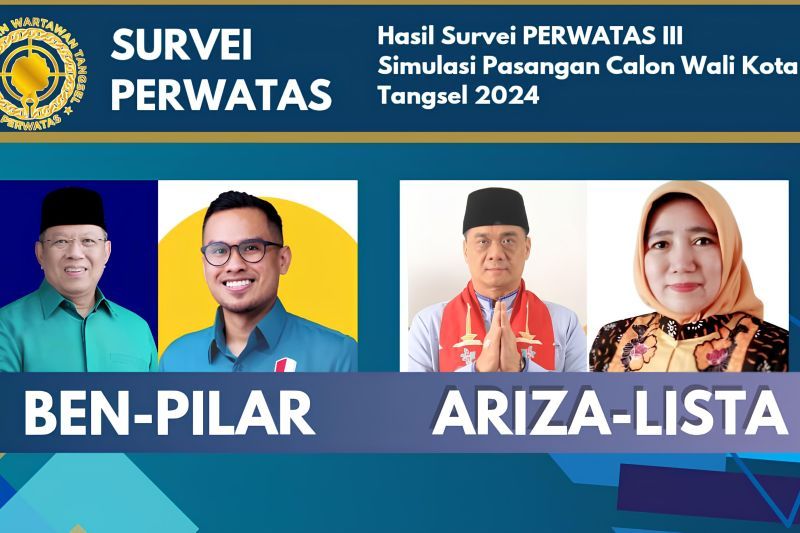 Ilustrasi - Hasil survei pemilihan kepala daerah Kota Tangerang Selatan pada pasangan Benyamin Davnie - Pilar Saga Ichsan dan Ahmad Riza Patria - Lista Hurustiati (HO/PERWATAS)