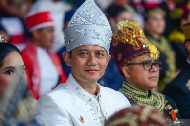 Menteri Agraria dan Tata Ruang/Kepala Badan Pertanahan Nasional Agus Harimurti Yudhoyono (AHY) pada upacara Peringatan Detik-Detik Proklamasi, di Ibu Kota Nusantara (IKN), Kalimantan Timur, Sabtu (17/8/2024). ANTARA/HO-BPMI Setpres