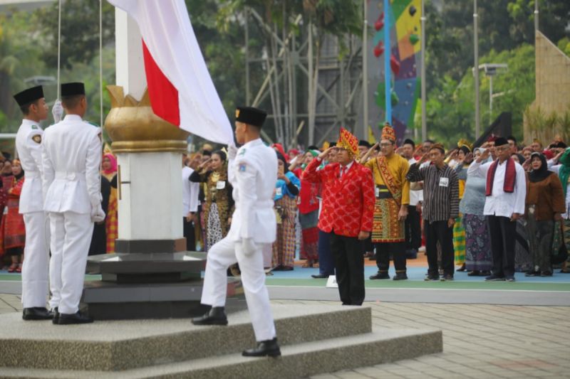 Dokumentasi kegiatan upacara HUT ke-79 Kemerdekaan RI di halaman Kantor Kemenpora, Senayan, Jakarta, Sabtu (17/8/2024). ANTARA/HO-Kemenpora