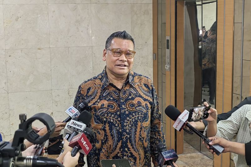 Ketua DPP PDI Perjuangan Eriko Sotarduga di Kompleks Parlemen, Senayan, Jakarta, Selasa (20/4/2024). (ANTARA/Melalusa Susthira K.)