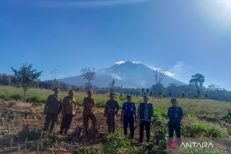 Petugas BPBD Banyuwangi, Jawa Timur, memantau kebakaran hutan dan lahan Gunung Merapi Ungup-Ungup. Selasa (20/8/2024) ANTARA/HO-BPBD Banyuwangi