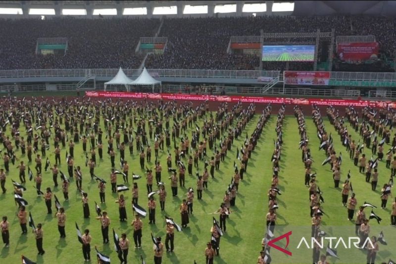 Peserta puncak peringatan Hari Pramuka di Stadion Pakansari, Cibinong, Kabupaten Bogor, Jawa Barat, Selasa (20/8/2024). (ANTARA/HO-Humas Pemkab Bogor)
