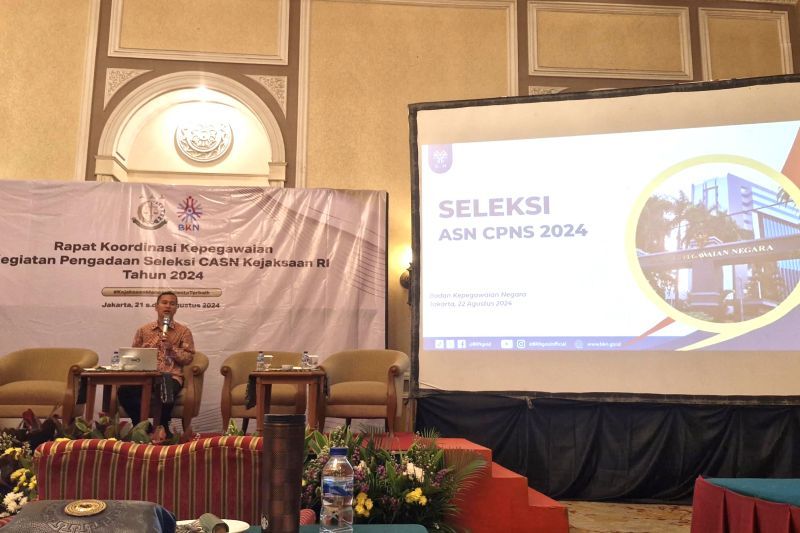 Suasana konferensi pers penerimaan Calon Pegawai Negeri Sipil (CPNS) lingkup Kejaksaan dengan kouta sebanyak 9.690 orang tahun Anggaran 2024 i Jakarta. ANTARA/HO-Dokumentasi Kejaksaan Tinggi.