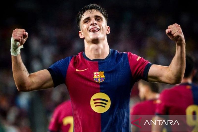Selebrasi Pau Victor setelah mencetak gol untuk Barcelona dalam pertandingan pra-musim lawan Real Madrid di New Jersey, Amerika Serikat, Sabtu (3/8/2024). ANTARA/FC Barcelona/am.